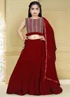 Maroon Colour Heavy Designer Wedding Wear Georgette Latest Kids Lehenga Collection 212